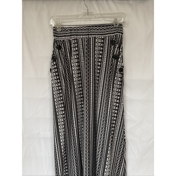 Robert Louis PM Black White Boho Maxi Skirt Stretch Pull On Geometric Print - Picture 2 of 6
